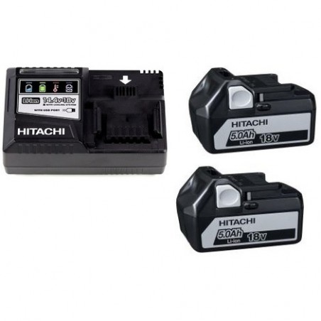 Kit 2 Batteries 18 V 5Ah + Chargeur RAPIDE - HITACHI